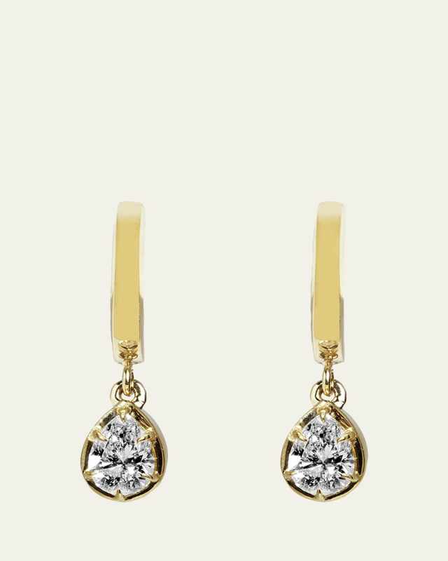 Pear Solar Drop Huggie Earrings with Lab-Grown Diamonds